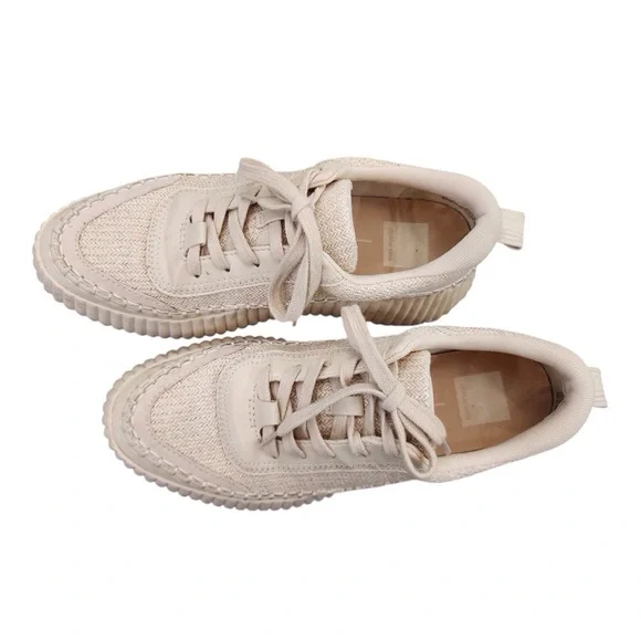DOLCE VITA Dannis Cream Sneakers Shoes Woven Stitching 8M Casual Modern Platform - Picture 16 of 16